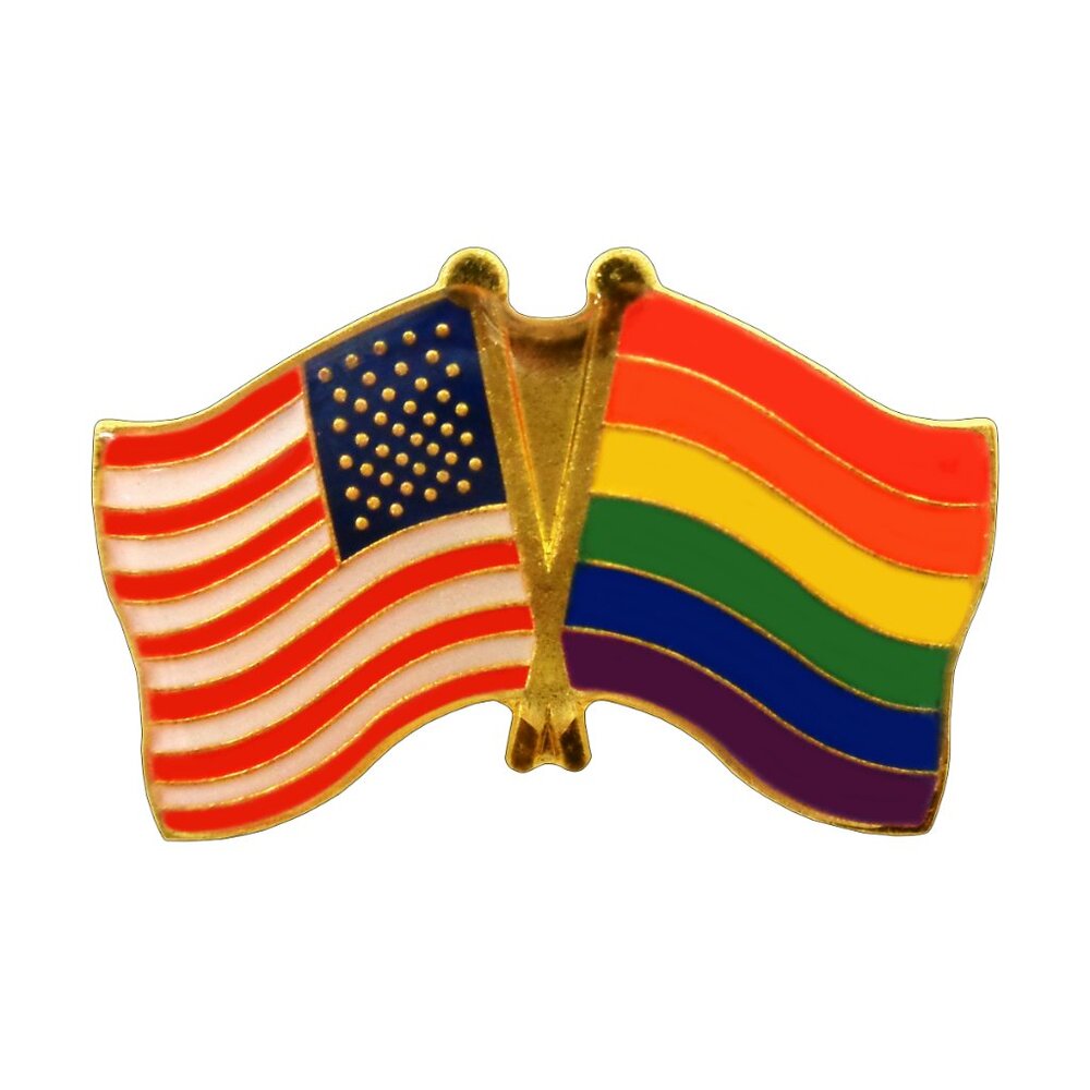 USA LGBTQ Flags Enamel Pin Patriotic American Rainbow Gay Pride Travel Gift NWT